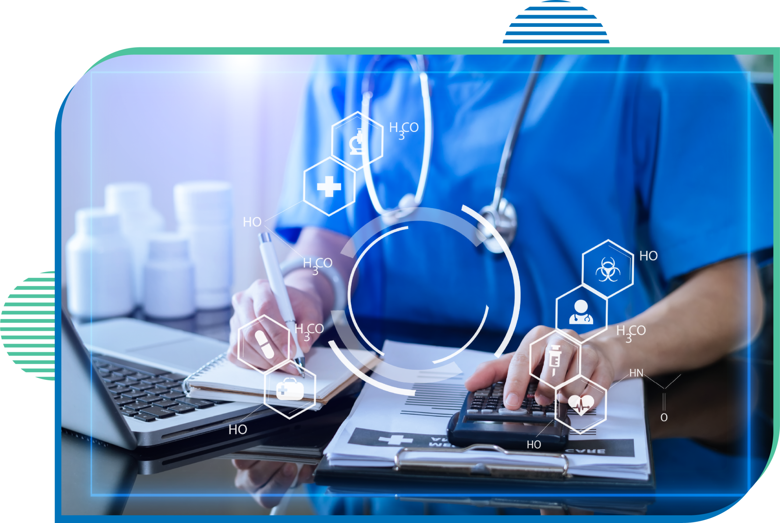 Medical professional using technology